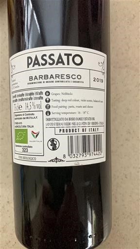 Piedmont Barbaresco Passato 2019
