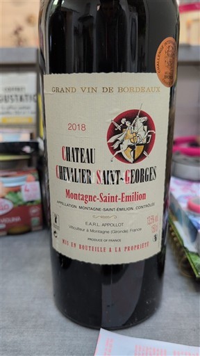 Bordeaux Montagne-saint-émilion Château Chevalier Saint-Georges 2018