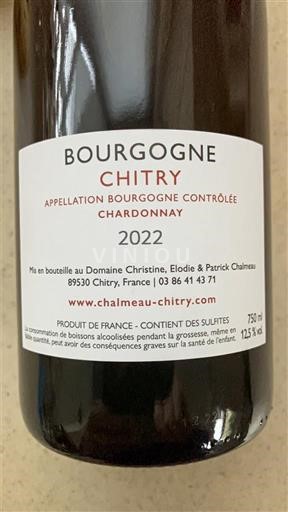 Burgundsko Bourgogne Chitry Domaine Christine, Elodie & Patrick Chalmeau 2022