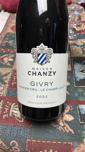Burgundsko Givry Premier Cru Maison Chanzy Premier Cru - Le Champ Lalot 2022