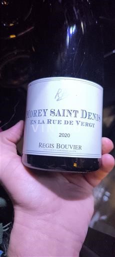 Vin Rouge sec En la Rue de Vergy Régis Bouvier 2020 France Bourgogne Morey-saint-denis AOC