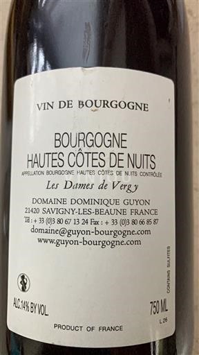 Burgundsko Hautes Côtes de Nuits Domaine Dominique Guyon Les Dames de Vergy 2020
