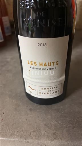 Rhône Valley Beaumes de Venise Domaine Piéblanc Les Hauts 2018