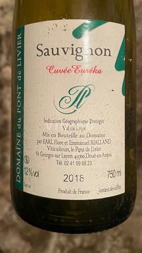 Loirevallei Domaine Pont de Livier Sauvignon - Eureka 2018