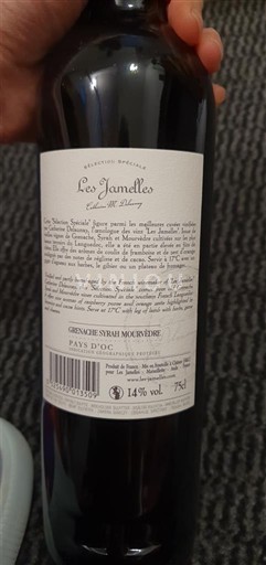 Viner Rouge sec Grenache Syrah Mourvèdre Les Jamelles 2011 Frankrike Languedoc och Roussillon Pays d'Oc IGP