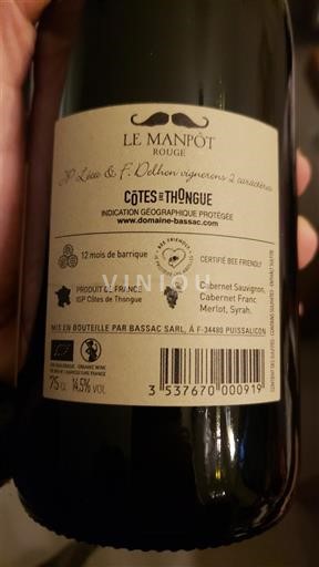 Languedoc ja Roussillon Côtes de Thongue Domaine Bassac Le Manpot 2022
