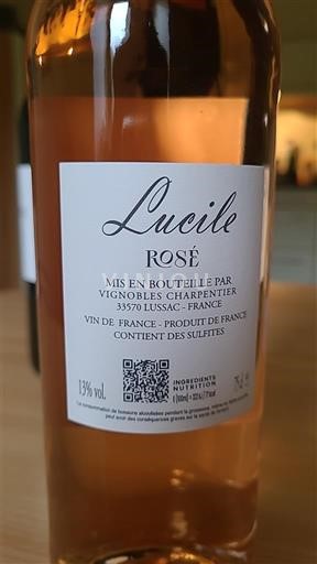 Vina Rosé sec Lucile Vignobles Charpentier Non millésimé Francija Bordeaux Ni doloceno AOC