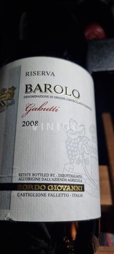 Piemonte Barolo Sordo Giovanni Gabutti Riserva 2008