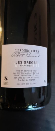 Beaujolais Non specificato Les Héritiers Albert Bernard Les Greges 2023