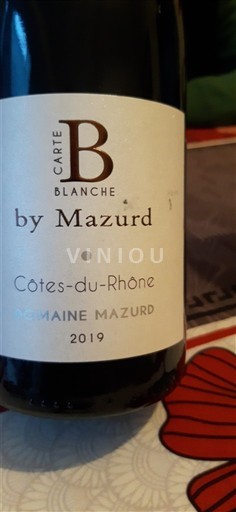 Valle del Ródano Côtes del Ródano Domaine Mazurd Carte Blanche by Mazurd 2019