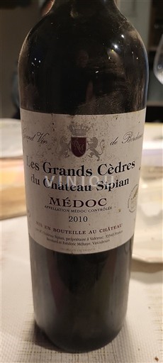 Bordoja Médoc Château Sipian Les Grands Cèdres 2010