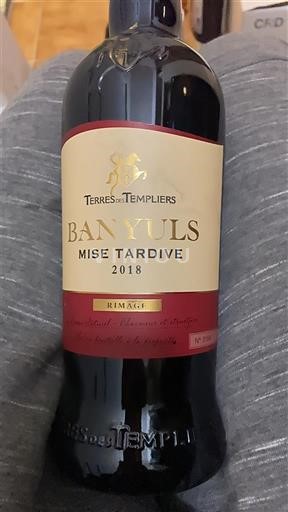 Roussillon Banyuls Terres des Templiers Mise Tardive Rimage 2018