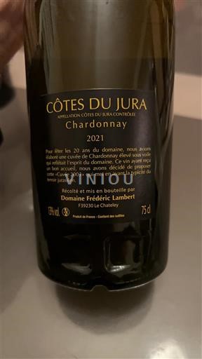 Jura Côtes-du-Jura Domaine Frédéric Lambert Vin de voile Chardonnay 2021