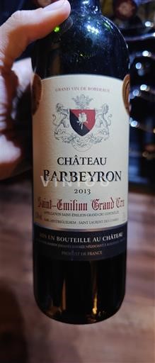 Bordeaux Saint-Émilion Grand Cru Grand Cru Château Barbeyron 2013