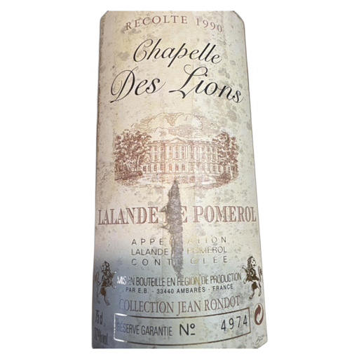 Bordeaux Lalande-de-Pomerol Chapelle des Lions 1990