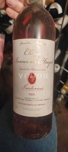 Bordeaux Sauternes Grand Cru Château Romer du Hayot 2000