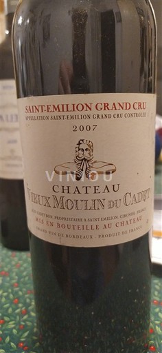 Bordéus Saint-Émilion Grand Cru Grand Cru Château Vieux Moulin du Cadet 2007