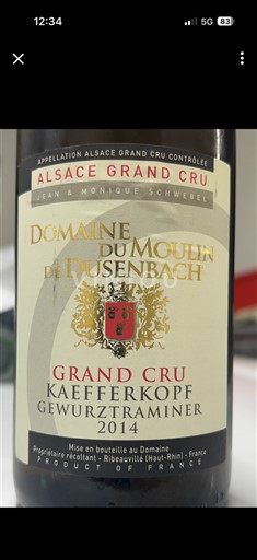 Alsace Gewurztraminer Grand Cru Domaine Moulin de Dusenbach 2014