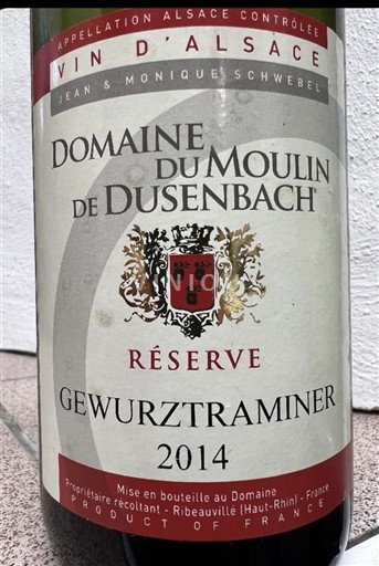 Alsace Domaine Moulin de Dusenbach Réserve 2014
