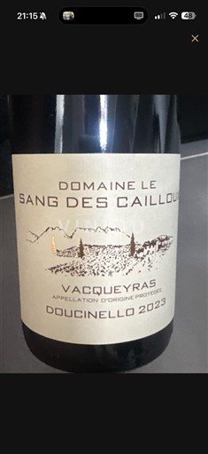 Rhônen laakso Vacqueyras Domaine Le Sang des Cailloux Doucineillo 2023