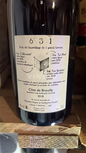Beaujolais Côte-de-Brouilly Sébastien Dupré et Guillaume Goujon 6.3.1 2018