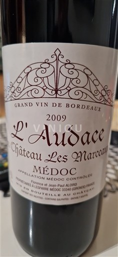 Bordeaux Médoc Château Les Marceaux L'Audace 2009