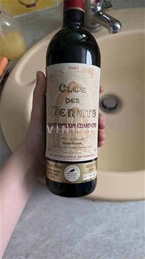 Bordeaux Saint-Émilion Grand Cru Grand Cru Clos des Menuts 2003