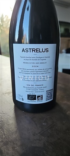 Vine Rouge sec Micro Cuvée 100% Merlot Astrelus 2024 Frankrig Bordeaux Vin de France