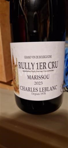 Vinos Rouge sec Marissou Charles Leblanc 2023 Francia Borgoña Rully AOC Premier Cru
