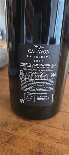 Wijnen Rouge sec La Réserve Château Calavon 2013 Frankrijk Provence Coteaux-d'aix-en-provence AOC
