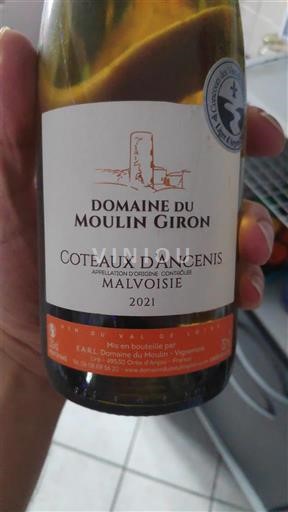 Loire-dalen Coteaux-d'ancenis Domaine Moulin Giron Malvoisie 2021