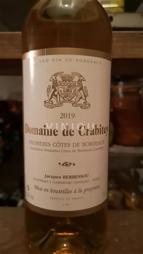 Bordeaux Premières-côtes-de-bordeaux Domaine Crabitey 2019