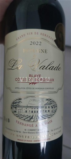 Bordeaux Blaye-Côtes-de-Bordeaux Domaine La Valade 2022