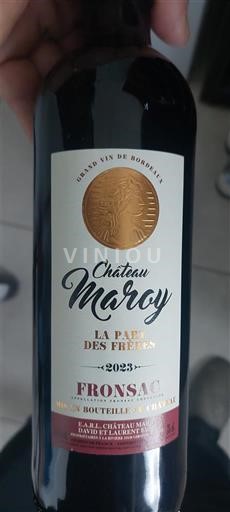 Wijnen Rouge sec La Pape des Frères Château Marcy 2023 Frankrijk Bordeaux Fronsac AOC