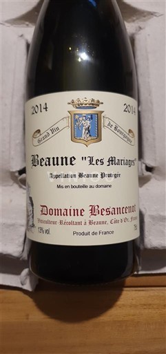 Burgundy Beaune Domaine Besancenot Les Mariages 2014
