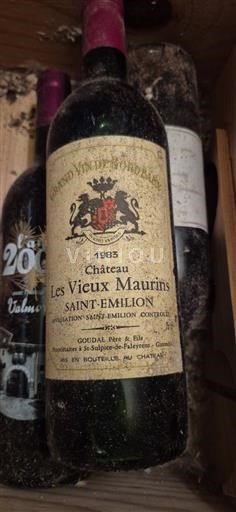 Bordeaux Saint-Émilion Appellation contrôlée Château Les Vieux Maurins GOUDAL Père et Fils 1983
