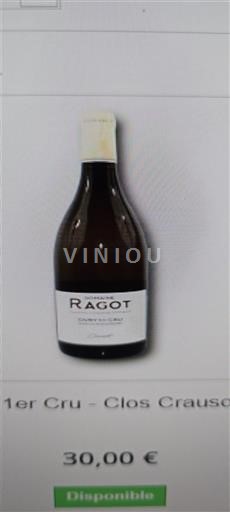 Borgoña No especificado Premier Cru Domaine Ragot Clos de Crausot Sin añada