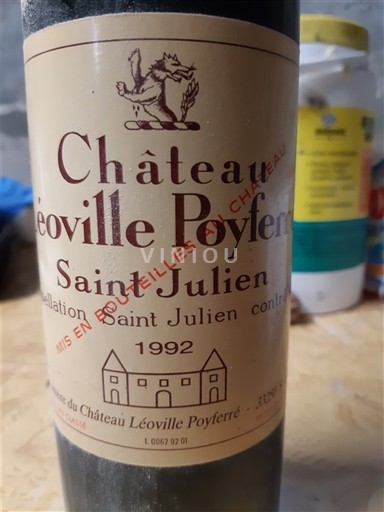 Vine Rouge sec Château Léoville Poyferré 1992 Frankrig Bordeaux Saint-Julien AOC Grand Cru