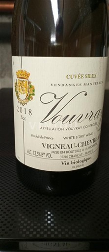 Loiren laakso Vouvray Vigneau-Chevreau Silex Vendanges Manuelles 2018