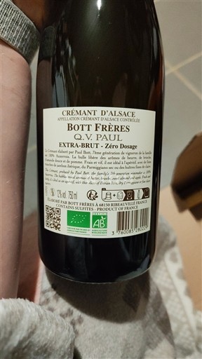 Alsace Crémant d'Alsace Bott Frères C.Q.V Paul Không niên vụ
