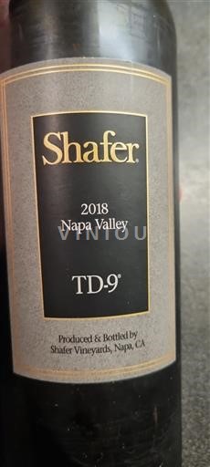 Vùng trồng nho được cấp phép California Napa Valley Shafer TD-9 2018