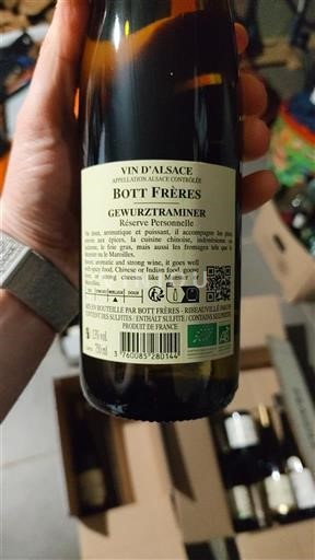 Alsace Gewurztraminer Bott Frères Réserve Personnelle 2023