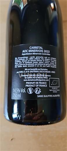 Langvedok Minervois Domaine Gaïlou Gautran Hirsute Carretal 2023