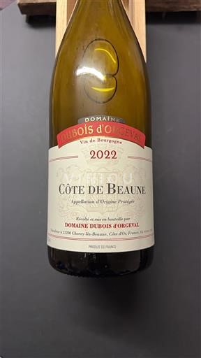 Bourgogne Côte de Beaune Domaine Bois d'Orgeval 2022