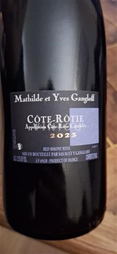 Vallée du Rhône Côte-rôtie Mathilde et Yves Gangloff 2023