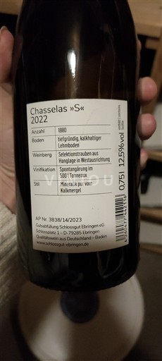 Bádensko Schlossgut Ebringen Chasselas S 2022