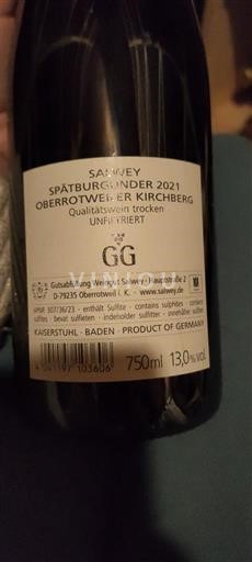 Baden Kaiserstuhl Weingut Salwey Oberrotweiler Kirchberg GG 2021