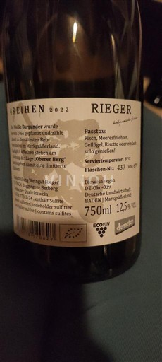 Baden Rieger 4 Reihen Weißburgunder 2022