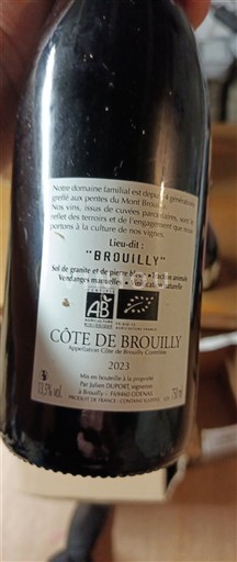 Beaujolais Côte-de-Brouilly Domaine Baron de l'Ecluse Brouilly 2023