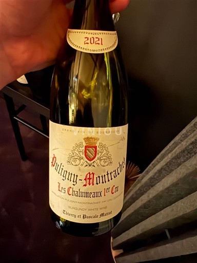 Burgundi Puligny-montrachet Premier Cru Thierry et Pascale Matrot Les Chalumeaux 1er Cru 2021